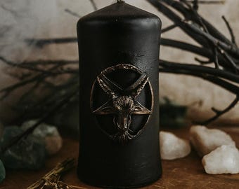 Mistyczna świeca rytualna Baphometa – okultystyczna dekoracja ołtarza dla mocy duchowej i zaklęć czarnoksięskich