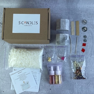 DIY Kit, Candle Making Kit  - size M, Adult Craft Supply Kit, with soy wax, diy candles