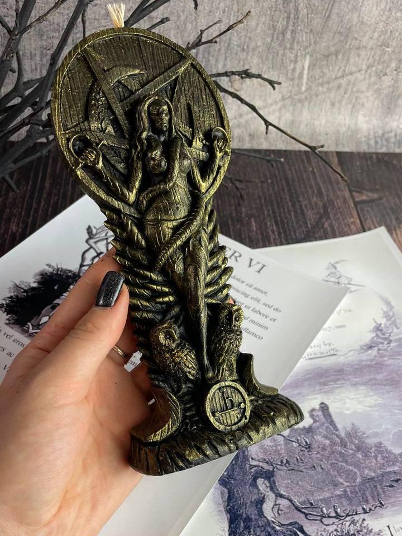 Lilith With Pentagram Candle – Black Wax Ritual Tool for Empowerment ...