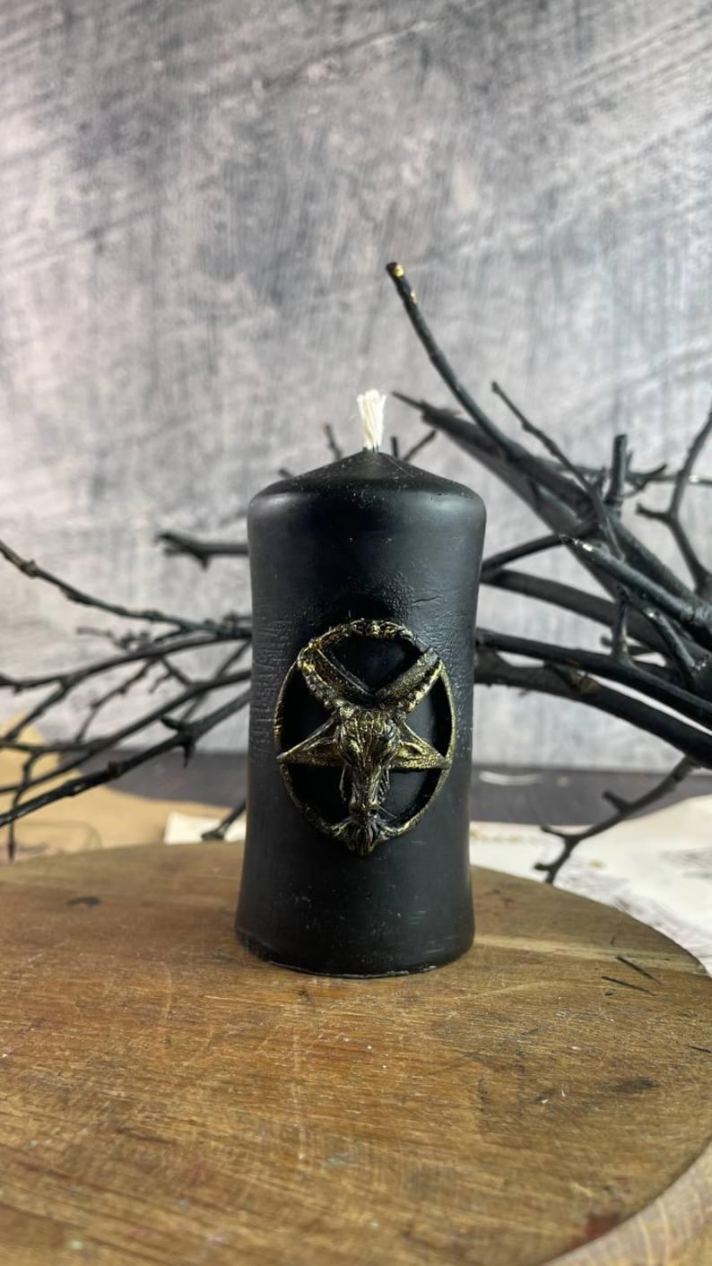 Mystical spell candle glowing in a dark, moody atmosphere