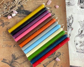 Vibrant Beeswax Candle Set: 12 Colors for Spiritual Rituals, Meditation, Chakra Healing and Altar Decor