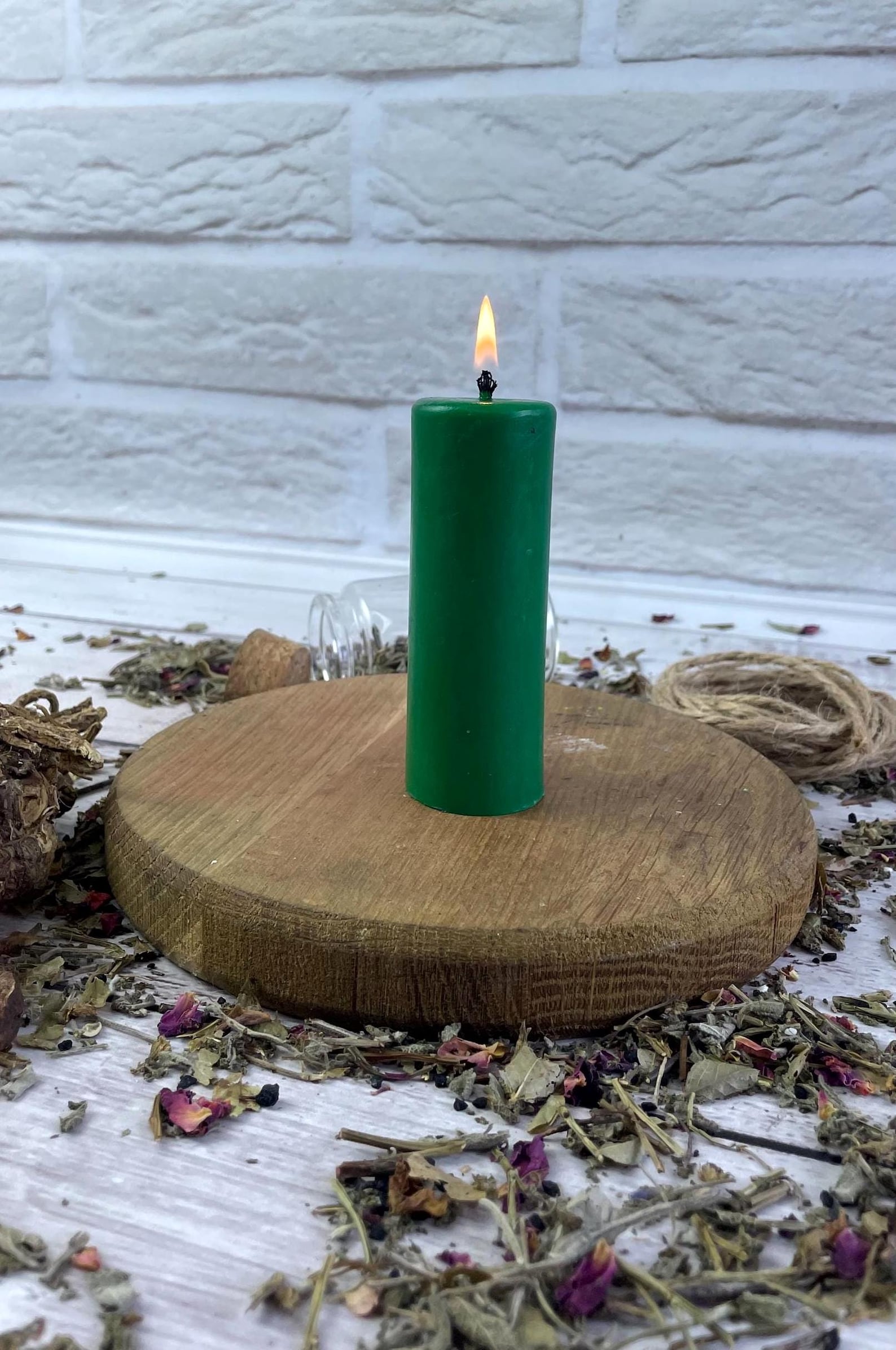 Set of 2 Green Beeswax Ritual Candles – Prosperity Spell Candles for ...