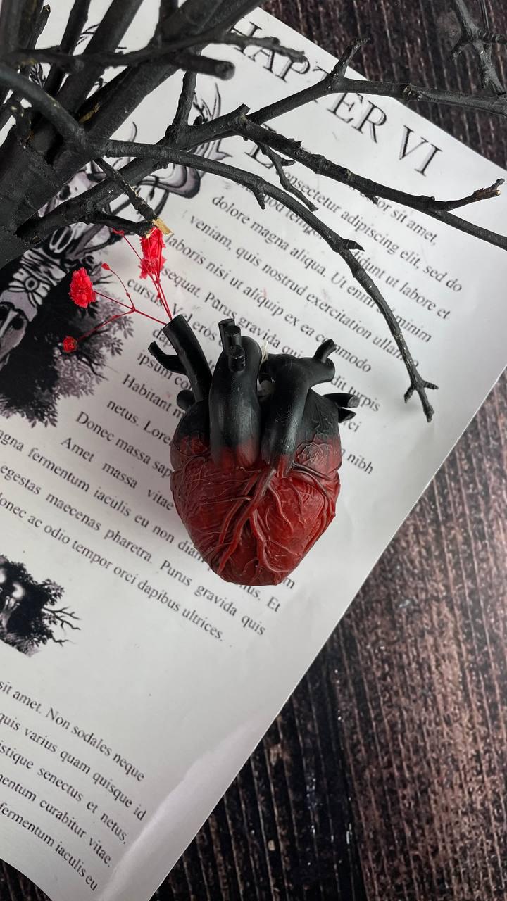 Heart Candle Shaped Black and Red Beeswax for Love Rituals and
