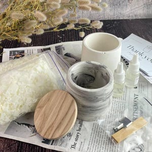 Beginner-friendly candle making kit with eco soy wax and essential oils.