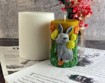 Stampo in silicone per uova di coniglio, stampo per orecchie di coniglio, stampo per coniglietto di Pasqua, stampo per fondente di coniglio, stampo per candele a tema pasquale, decorazione fai da te
