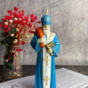Religious decor candle made from eco-friendly beeswax, celebrating Saint Nicholas