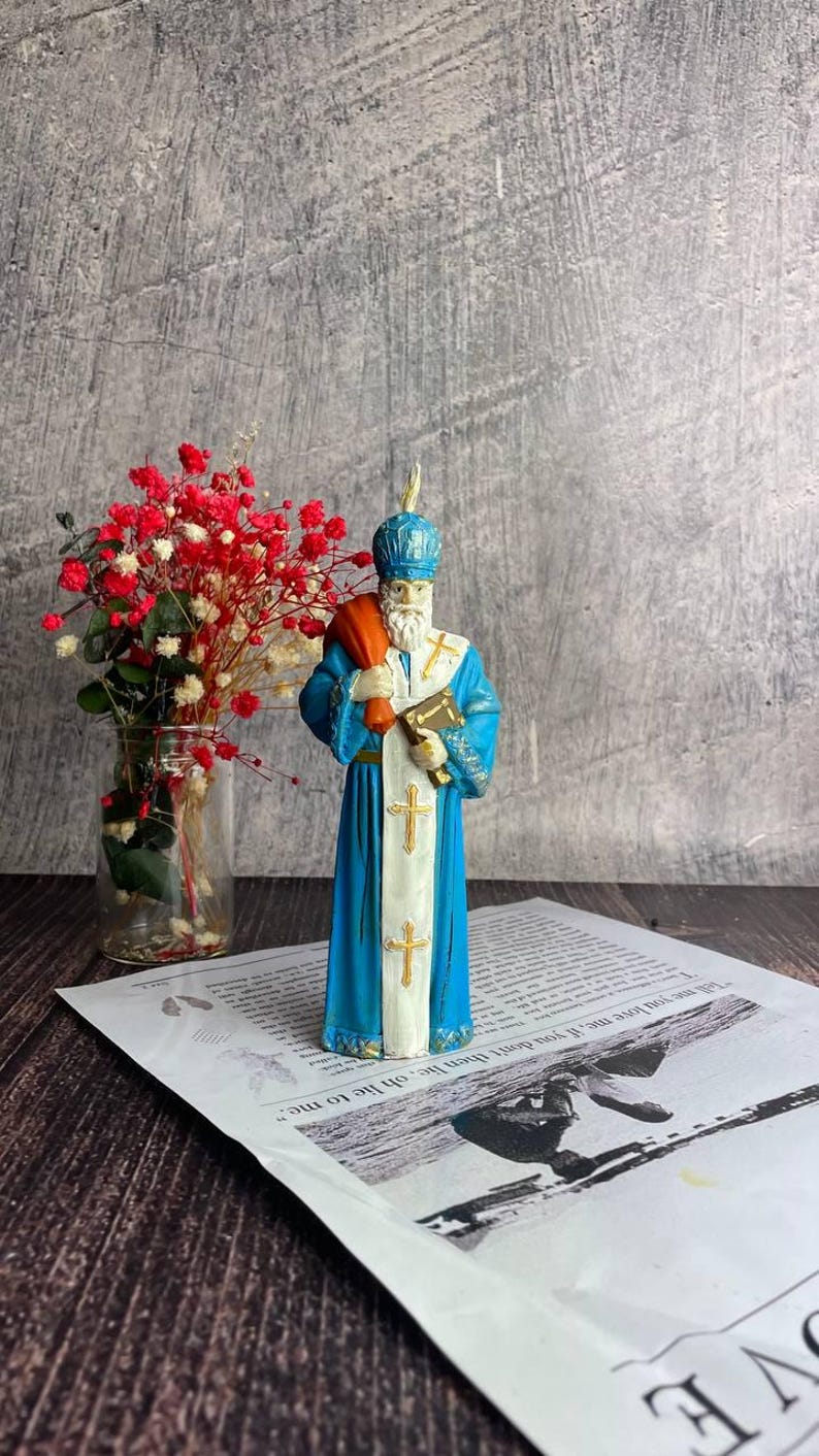 Spiritual Christmas gift – handcrafted beeswax Saint Nicholas candle