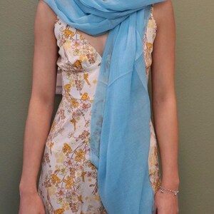 Cashmere Featherweight Scarf Diamond Weave Baby Blue