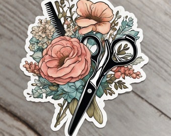 Cosmetology Beauty Sticker, Sticker for Hair Stylist, Make Up Artist Gifts for Her, Cosmetologist Salon Gifts for Stylist, Flower Bouquet