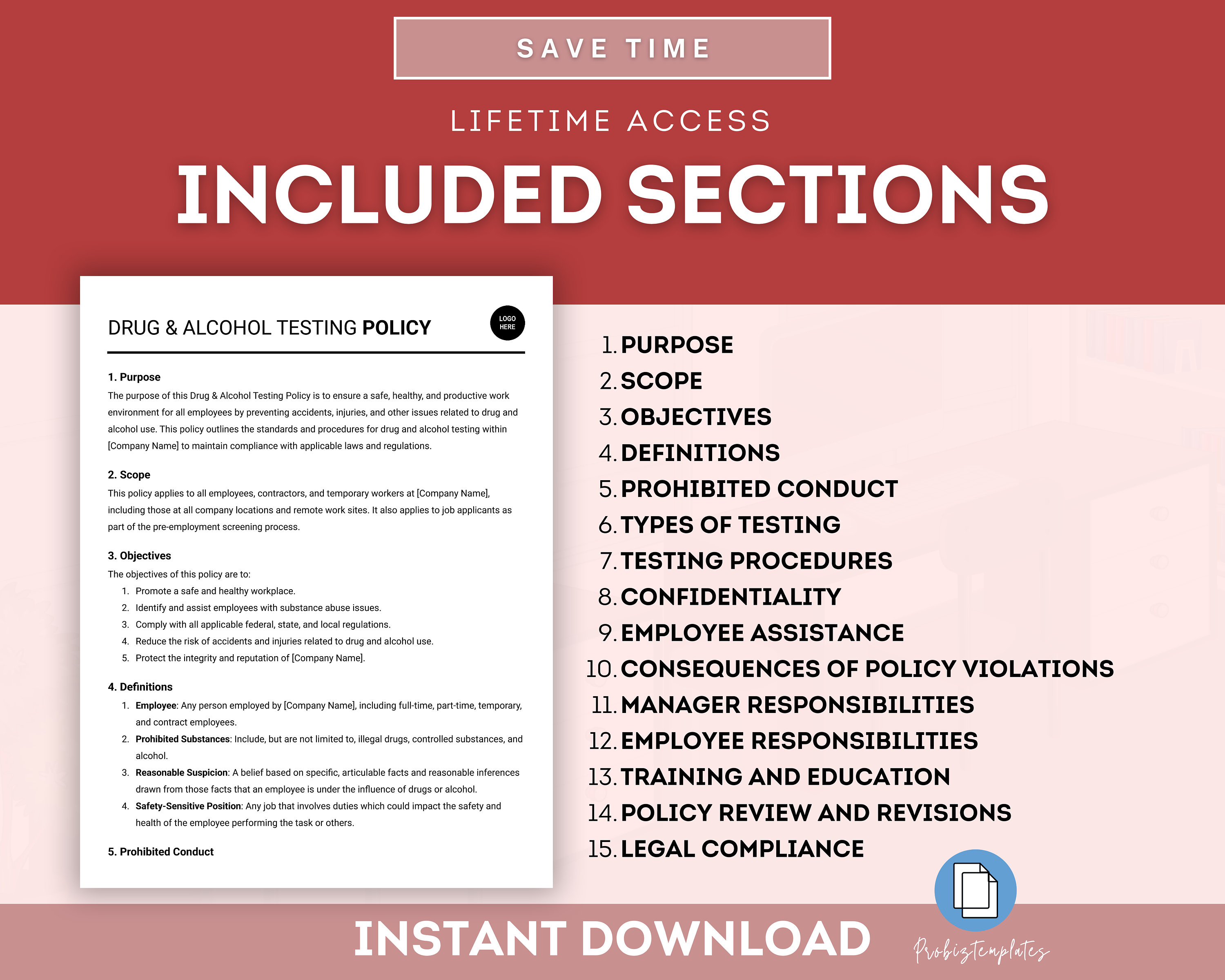 Drug and Alcohol Testing Policy Template, Workplace Drug Testing Policy ...
