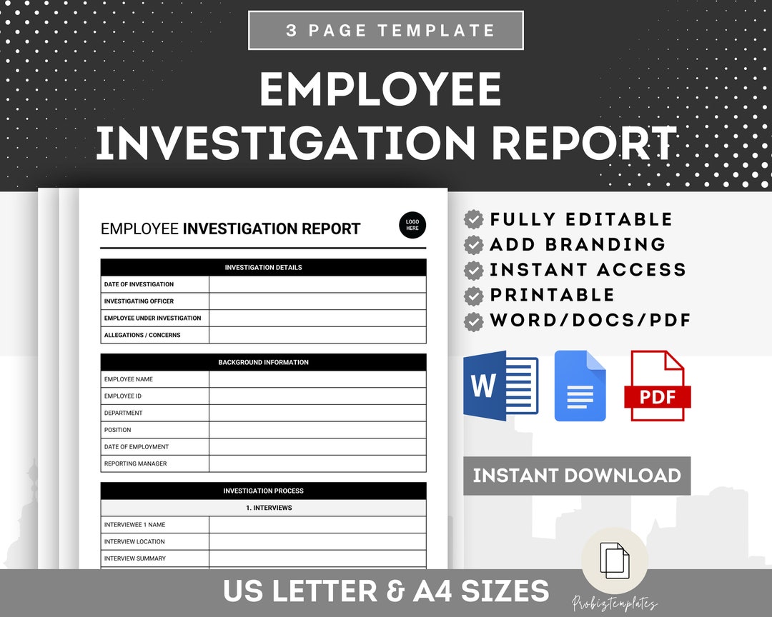 Employee Investigation Report Template, Incident Report Form, HR Policy Employee Investigation Report Template, Incident Report Form, HR Policy