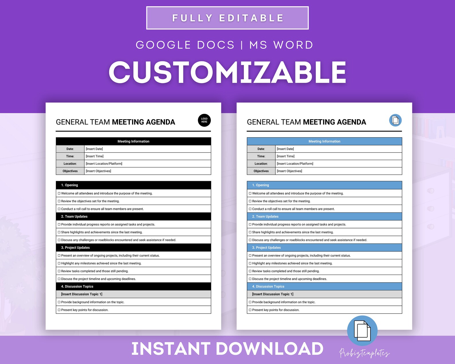 General Team Meeting Agenda Template, Manager Meeting Agenda Outline ...