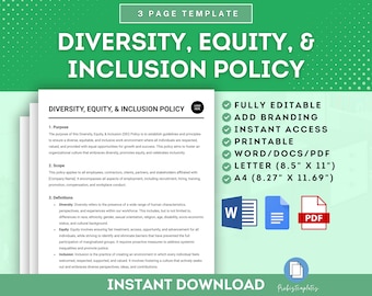 Diversity Equity & Inclusion Policy, Inclusion and Equity Statement, Equal Opportunity Policy, Fairness and Diversity Policy, HR Policies