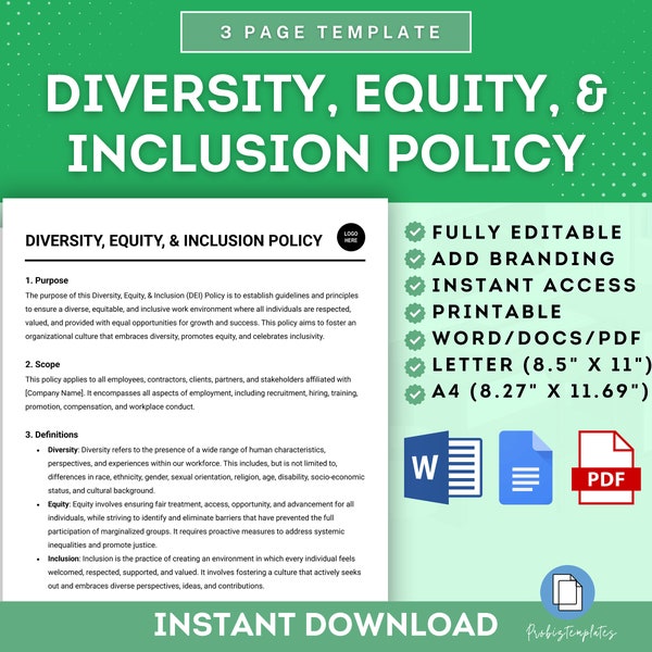 Diversity Equity & Inclusion Policy, Inclusion and Equity Statement, Equal Opportunity Policy, Fairness and Diversity Policy, HR Policies