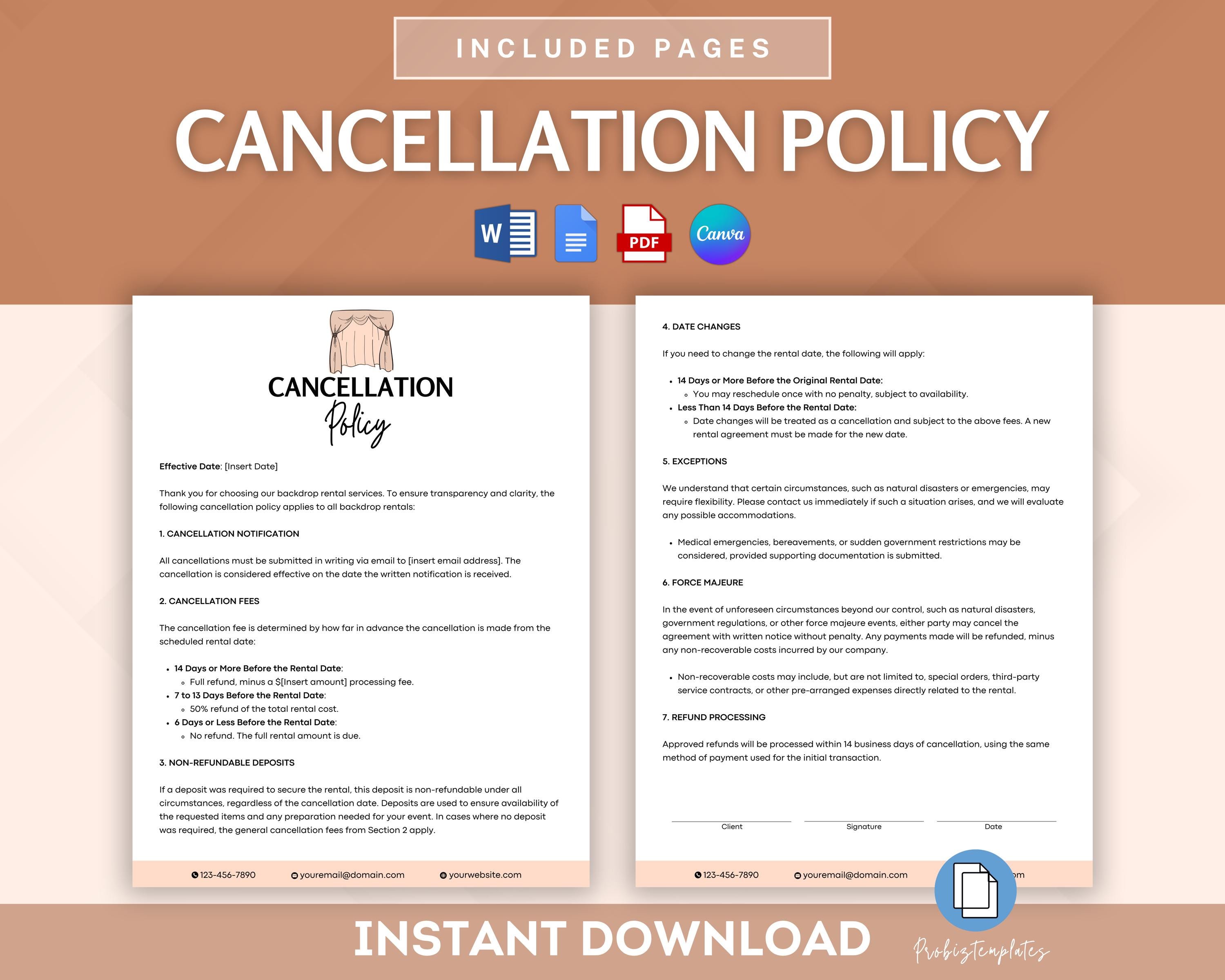 Backdrop Rental Contract Bundle, Rental Agreement Template, Event ...