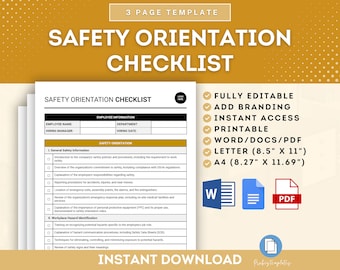 Checklist voor veiligheidsoriëntatie, checklist voor introductie van veiligheid op de werkplek, checklist voor training van werknemersveiligheid, veiligheidsoriëntatie voor nieuwe medewerkers