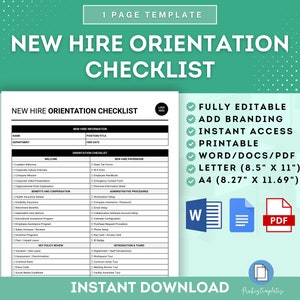 New Hire Orientation Checklist, Employee Onboarding Forms, New Hire Checklist, New Hire Paperwork, New Hire Forms, Employee Orientation Form