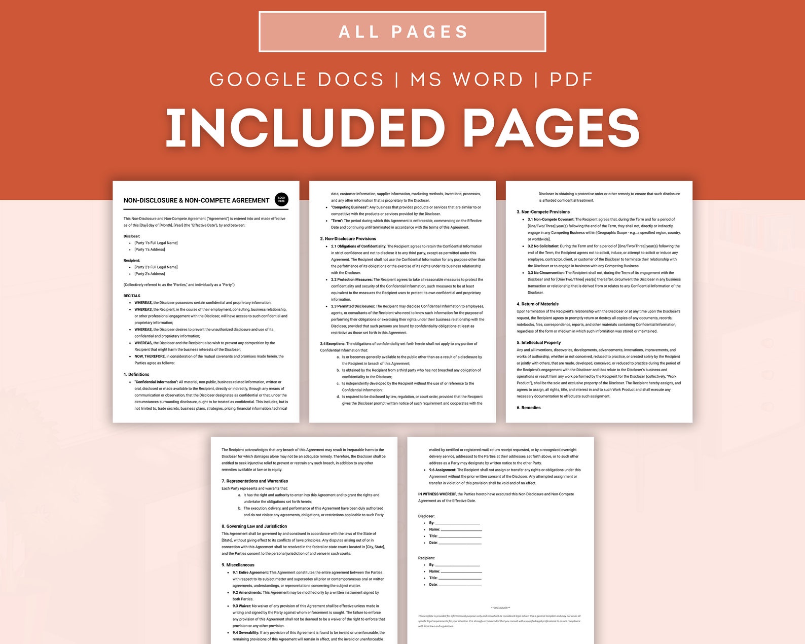 Nondisclosure & Agreement, NDA and Template