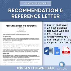 Plantilla de carta de recomendación y referencia, carta de recomendación laboral, carta de referencia laboral, plantilla de carta de referencia profesional