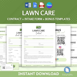 Contractbundel gazononderhoud, sjabloon serviceovereenkomst landschapsarchitectuur, voorwaarden voor tuinonderhoud, seizoenscontract gazononderhoud, intakeformulier klant