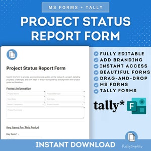 Project Status Report Online Form, Project Update Template, Progress Report, Work Activity Report, Task Status Update, MS Forms & Tally