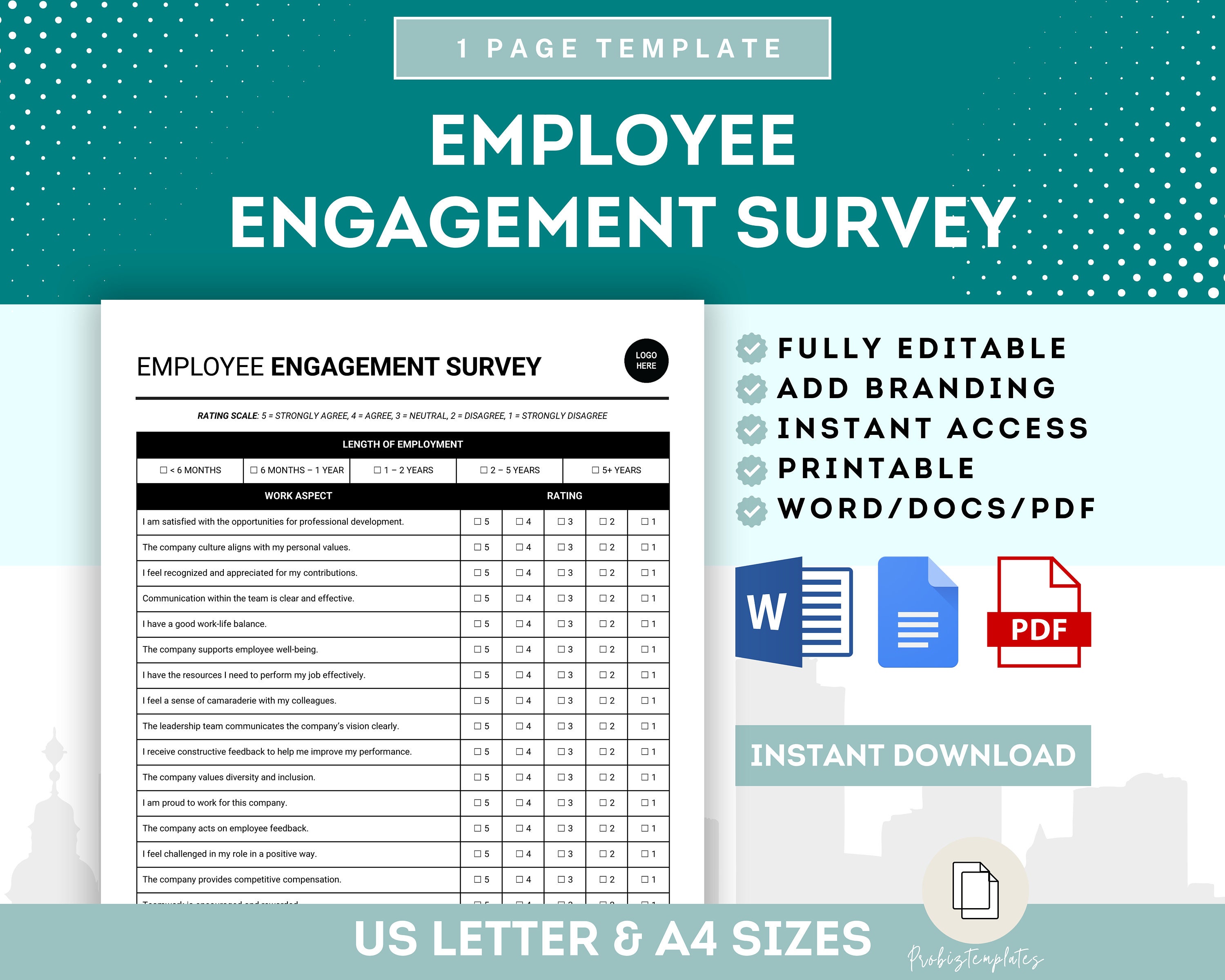 Employee Engagement Survey Template Employee Survey Employee Feedback