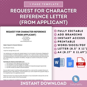 Solicitud de carta de referencia de carácter del solicitante, Solicitud de referencia de carácter del solicitante, Solicitud de referencia de carácter del solicitante