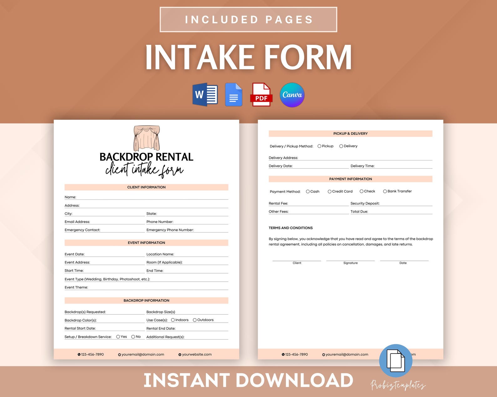Backdrop Rental Contract Bundle, Rental Agreement Template, Event ...