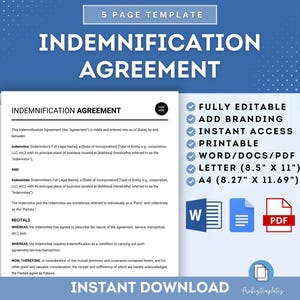Indemnification Agreement Template, Company Indemnity Agreement, Indemnity Agreement Template, Indemnity Contract Template