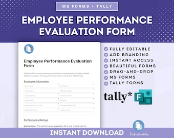 Online-Formular zur Bewertung der Mitarbeiterleistung, Personalfragebogen, Mitarbeiterleistungsüberprüfung, MS Forms & Tally