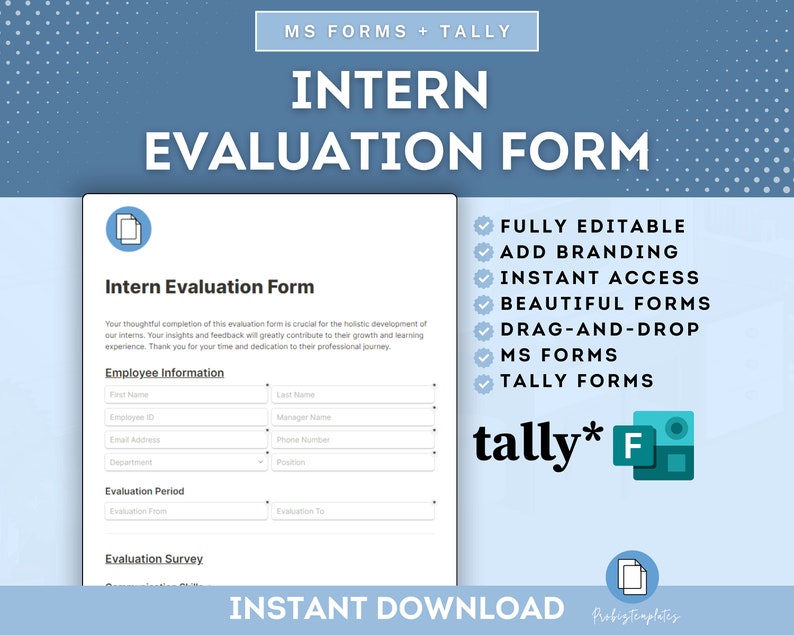 Intern Evaluation Online Form Template, Student Intern Assessment ...