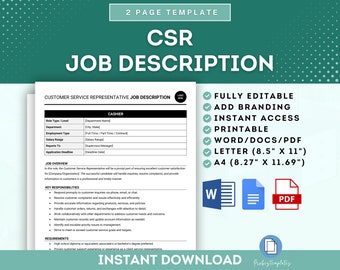 Customer Service Representative Job Description, Customer Service Role, CSR Duties, Customer Service Duties, Customer Service Specialist Job