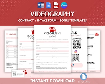 Offre groupée de contrats de vidéographie, Modèle de contrat de production de film, Contrat de service vidéo, Contrat de projet cinématographique, Formulaire de candidature client