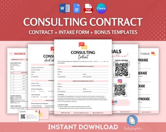 Consulting Services Contract, Consulting Agreement, Client Consulting Contract, Consultant Client Intake Form, Consulting Business Kit Forms