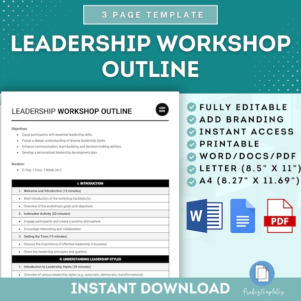 Workshop-Gliederung für Leiterdraht-Schulungen, Workshop-Vorlage für die professionelle Mitarbeiterentwicklung, Agenda für Mitarbeiter-Schulungen, Leiterschaft-Seminar