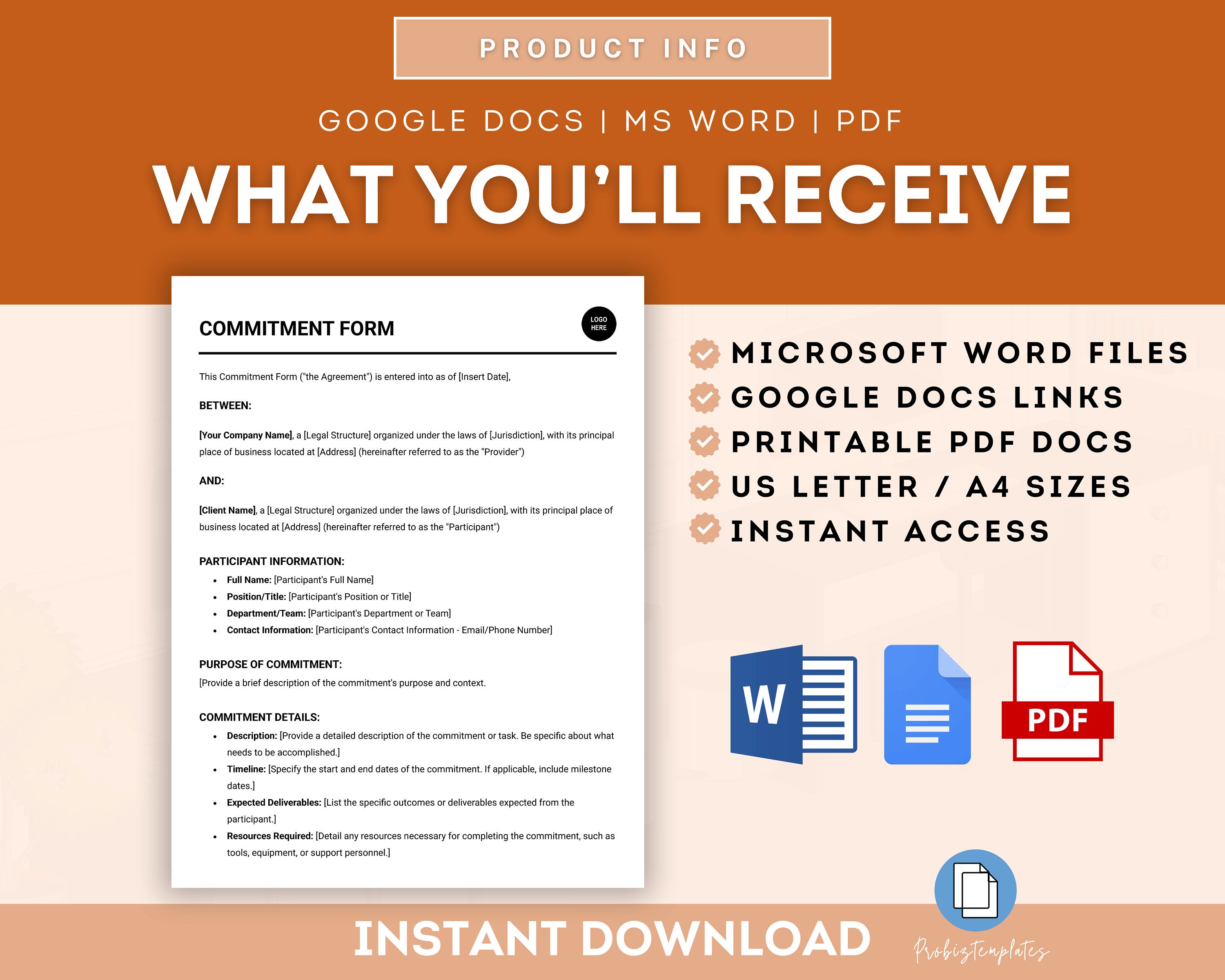 Commitment Form Template, Commitment Agreement Template, Responsibility ...