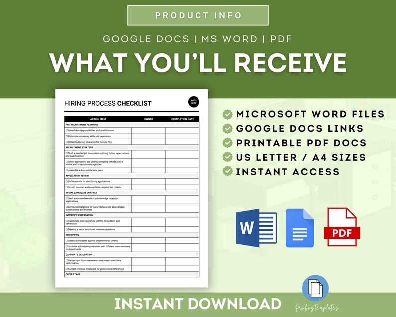 Hiring Process Checklist Template, Employee Recruitment Process ...