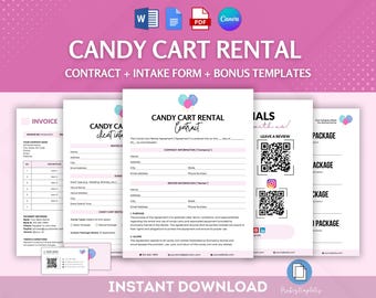 Candy Cart Rental Contract Bundle, Candy Cart Rental Agreement, Event Cart Contract, Party Cart Rental Forms, Candy Cart Client Intake Form