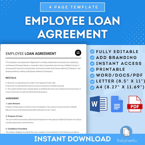 Employee Loan Agreement Template, Loan Repayment Promise Agreement, Employee Loan Repayment Agreement, Promissory Note Payment Form