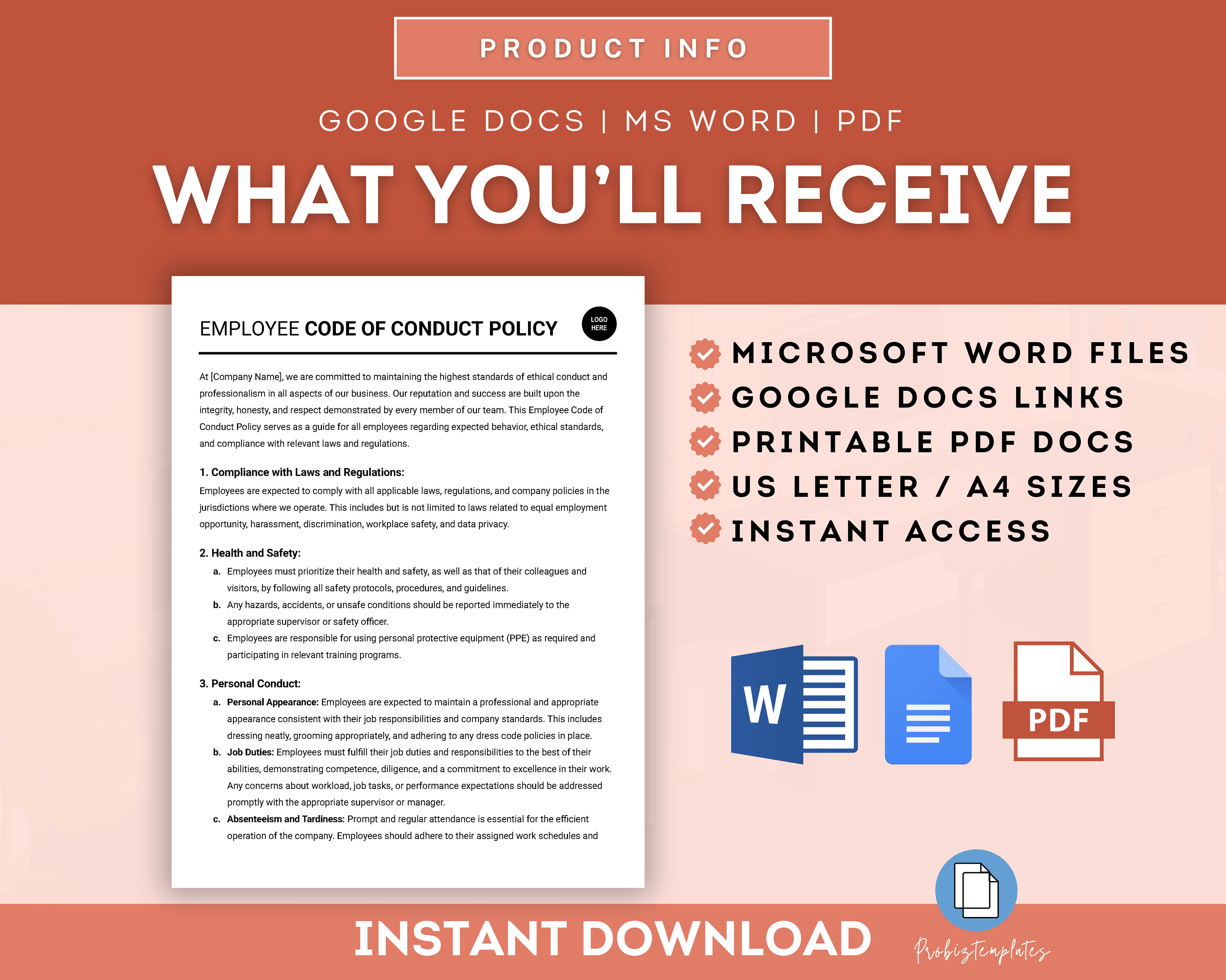 Employee Code of Conduct Policy Template, Employee Behavior Guidelines ...