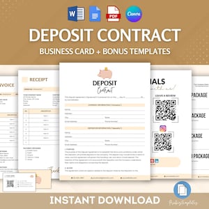 Deposit Contract Bundle, Service Booking Agreement Template, Client Deposit Contract, Client Deposit Forms, Business Payment Deposit Form