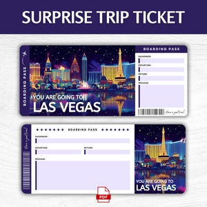 Printable Las Vegas Surprise Gift Ticket, Editable Nevada Boarding Pass, Printable Las Vegas USA Vacation Boarding Pass, Vegas Trip Ticket