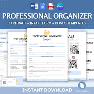 Professional Organizer Contract Bundle, Home & Electronic Digital Organizer Services Forms, Decluttering And Organization Agreement Bundle