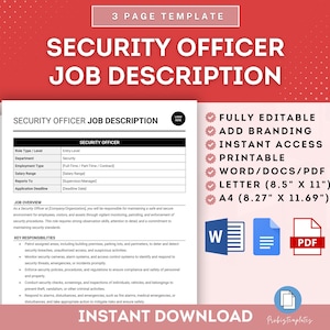 Descripción del puesto de oficial de seguridad, Función del guardia de seguridad, Deberes de seguridad, Responsabilidades del oficial de seguridad, Descripción del puesto de guardia de seguridad