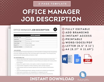 Office Manager Job Description, Office Manager Responsibilities, Office Manager Duties, Office Manager Role, Administrative Manager Job