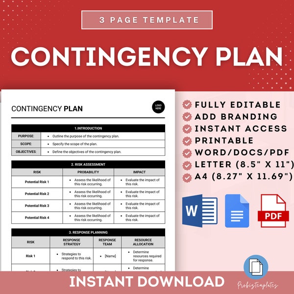 Contingency Plan Template, Emergency Response Blueprint, Crisis Management Outline, Risk Mitigation Framework, Disaster Recovery Plan