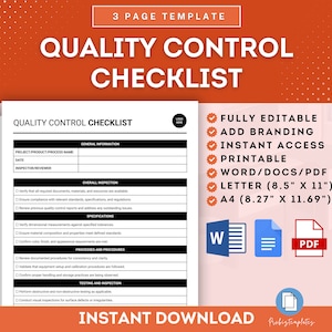 Modello di checklist di controllo qualità, modulo di checklist di garanzia qualità, checklist di ispezione, checklist di qualità del prodotto, audit di qualità