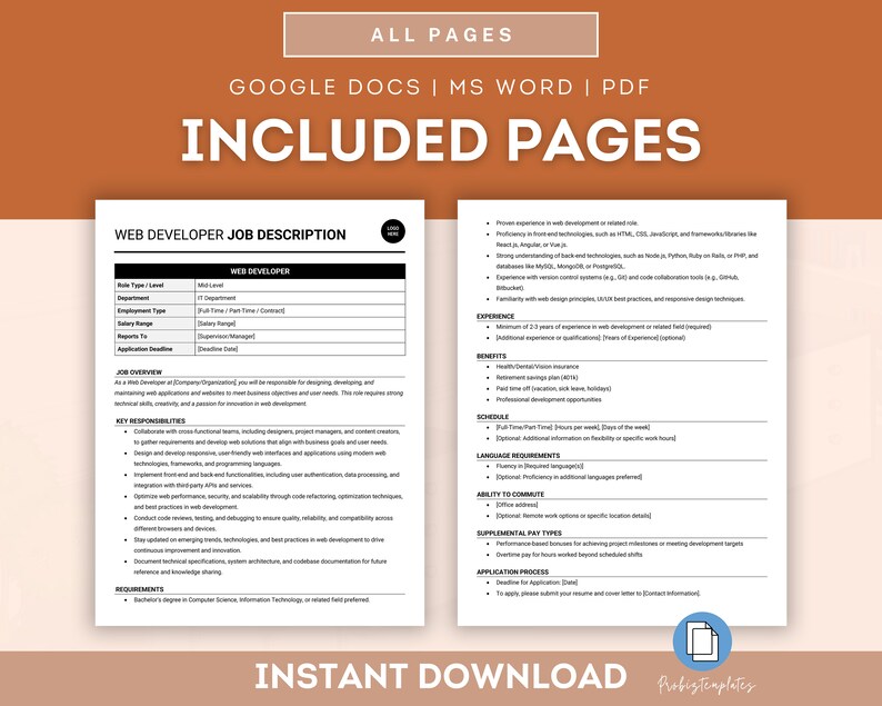 Web Developer Job Description, Website Developer Role, Front-end ...