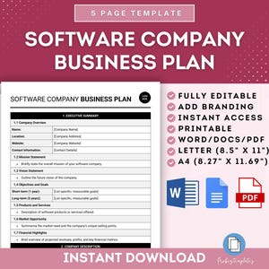 Software Company Business Plan Template, Software Startup Strategy, Software Development Business Plan, Software Firm Financial Plan