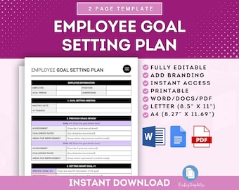 Employee Goal Setting Plan And Review Template, Employee Performance Goal Planner, Individual Goal Setting Plan, Personal Development Plan